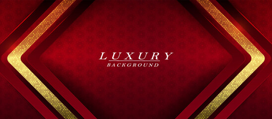 Wall Mural - Red texture background with gold arrows with mosaic