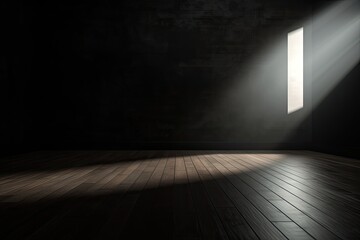 Sunlight falling into an empty room with a mock up wall.