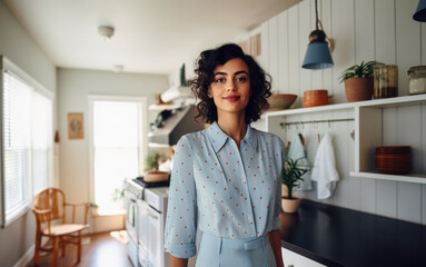 Poster - Young woman in the kitchen of her home