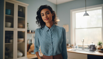 Wall Mural - Young woman in the kitchen of her home