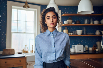 Wall Mural - Young woman in the kitchen of her home