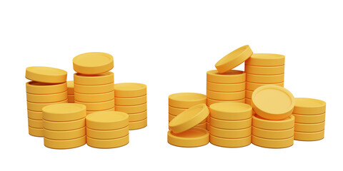 Wall Mural - 3d stack stack of gold coins, illustration of savings, investment and payment