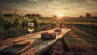 Sun kissed vineyard yields ripe fruit for gourmet Chianti wine generated by AI