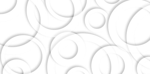 Poster - Modern abstract white background with circles. White bubble.Random shifted white circle background wallpaper banner pattern with copy space Abstract blank geometric circle with drop shadow background.