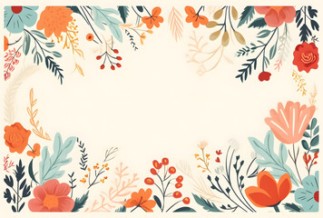 Wall Mural - Flower frame flat illustration isolated on white background