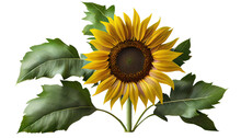Sunflower, Helianthus Annuus, Cheerful Annual With Large Yellow Flowers, 3d Render, Transparent Background, Png Cutout