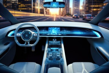 Poster - Autonomous car. View from cabin