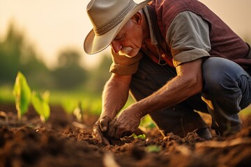 Sticker - Farmer digs in ground with his hands