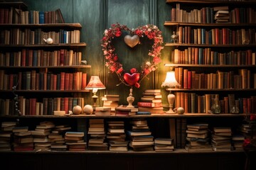 Wall Mural - shelves with books and lamps