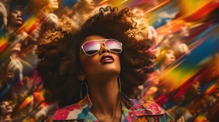 Wall Mural - Dreamful  Retro fashion enthusiast people in a 90s and 2000s inspired style. Fashion girl from 90s wears sunglasses