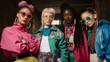 © Serhii - Diverse Retro fashion enthusiast group of people in a 90s and 200s inspired style. Diversity.
