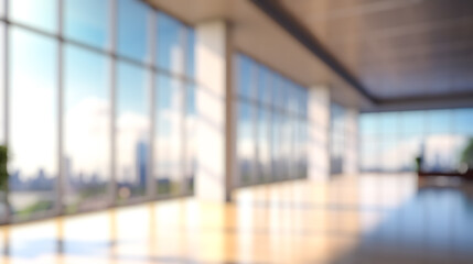 Wall Mural - blurred office lobby entrance building background, defocus luxury clinic hospital corridor, modern h