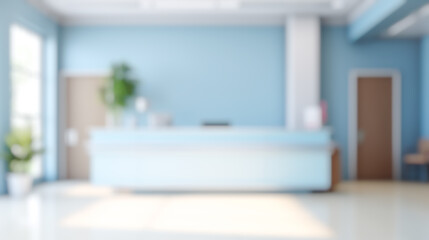 Wall Mural - blurred white office lobby reception building background, defocus luxury clinic hospital corridor, m