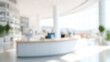 blurred white office lobby reception building background, defocus luxury clinic hospital corridor, modern hotel entrance hall interior backdrop Ai generated