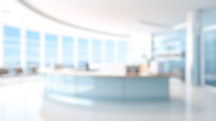 Wall Mural - blurred white office lobby reception building background, defocus luxury clinic hospital corridor, m