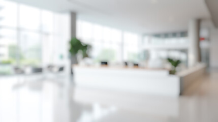 Wall Mural - blurred white office lobby reception building background, defocus luxury clinic hospital corridor, m