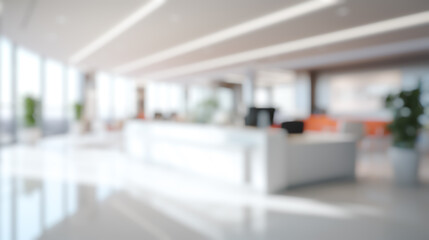 Wall Mural - blurred white office lobby reception building background, defocus luxury clinic hospital corridor, m