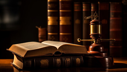 Poster - Expertise in ancient legal system focus on old bookshelf generated by AI