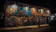 © Stockgiu - Vibrant city life illuminated by multi colored street lights and graffiti generated by AI