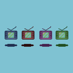 Poster - Pixel art sets of television with variation color items asset. pixel television technology on pixelated style.8bits perfect for game asset or design asset element for your game design asset.