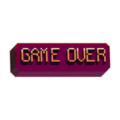 Fototapete - isometric pixel art 3d of game over user interface for items asset. simple 3d game over box on pixel