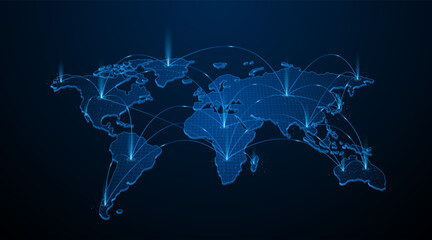 Aufkleber - Global connection network background. World map. Internet technology concept or global communication.	