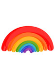 Fototapeta Tęcza - A cartoon rainbow. A rainbow of seven colors. Hand drawn illustration. Fun, colorful clipart. Isolated object.  