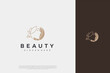 Natural beauty woman face logo. Concept for business industry of beauty fashion, salon, nature care, hair care, health, personal hygiene, makeup artist. Vector illustration