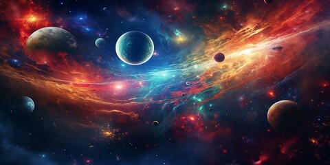cinematic galaxy with vibrant planets and stars
