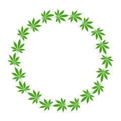 hemp cannabis herb art drawn round frame