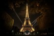 Eiffel tower at night with a radiant glow. Generative AI
