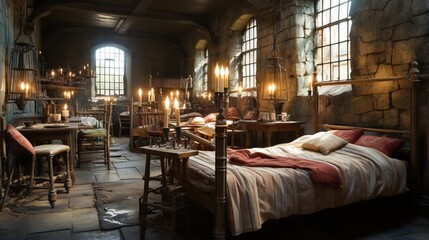 Poster - a room with a bed and candles