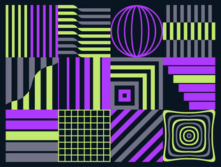 Wall Mural - abstract geometric background with technological elements. set of futuristic vector shapes.
