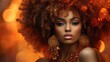 young attractive afro American model woman demonstrating hair dress dyed hair style volume chevelure, Generative AI
