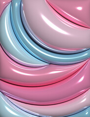 Poster - Inflated multi-colored semicircles with shiny surface, 3D rendering illustration