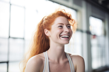 Portrait of happy young ginger woman