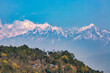 Kanchenjunga Himalayan mountain range as seen from Tinchuley village in Darjeeling district at West Bengal, India