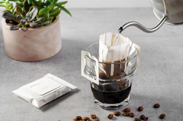 Drip Coffee Bag in a Cup, Quick Way to Brew Ground Coffee Using Paper Type Filter