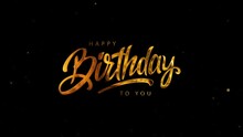 Happy Birthday Celebration Greeting.Golden Text With Particles And Stars Isolated On Black Background.golden Glittering Happy Birthday Text.