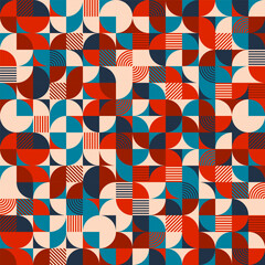 Wall Mural - geometric trendy pattern, bauhaus style. modern colorful background with simple elements. retro text