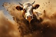 Image of a frantic cow, symbolizing the neurological disorder. Generative AI