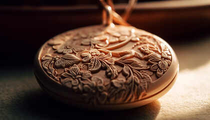 Sticker - Indulgent chocolate dessert on ornate plate, selective focus, studio shot generated by AI