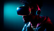 © Stockgiu - Modern man enjoys futuristic virtual reality simulator with smart glasses generated by AI