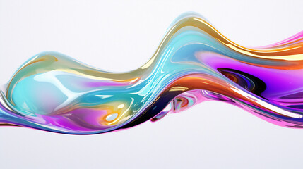 Wall Mural - Multicolored paint splash on a white background. 3D conceptual illustration for digital art subject.