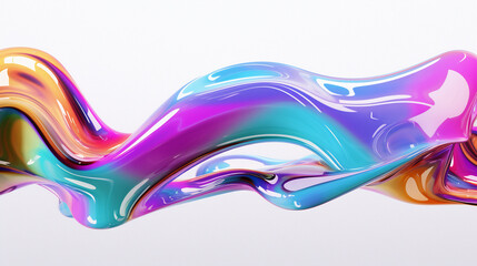 Aufkleber - 3d illustration of flowing multicolored gradient substance. Abstract holographic background.