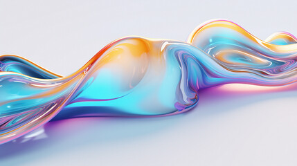 Aufkleber - 3d illustration of flowing multicolored gradient substance. Abstract holographic background.