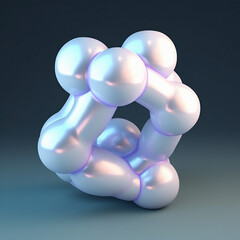 Poster - 3D illustration of a distorted holographic blobs. Abstract surreal contemporary art.