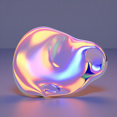 Poster - 3D illustration of a distorted holographic sphere. Abstract surreal contemporary art.