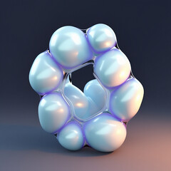 Poster - 3D illustration of a distorted holographic blobs. Abstract surreal contemporary art.