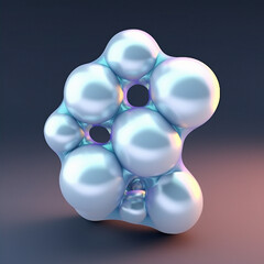 Poster - 3D illustration of a distorted holographic blobs. Abstract surreal contemporary art.